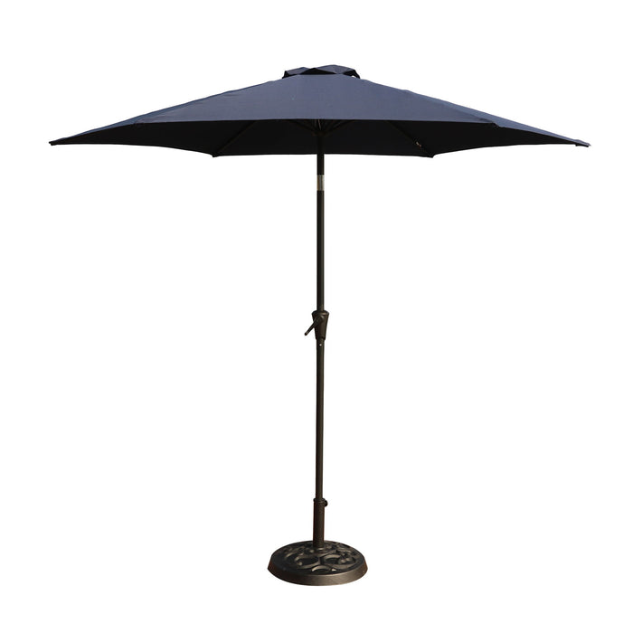 8.8' Outdoor Aluminum Patio Umbrella, Market Umbrella With 33 Pounds Round Resin Umbrella Base Lift
