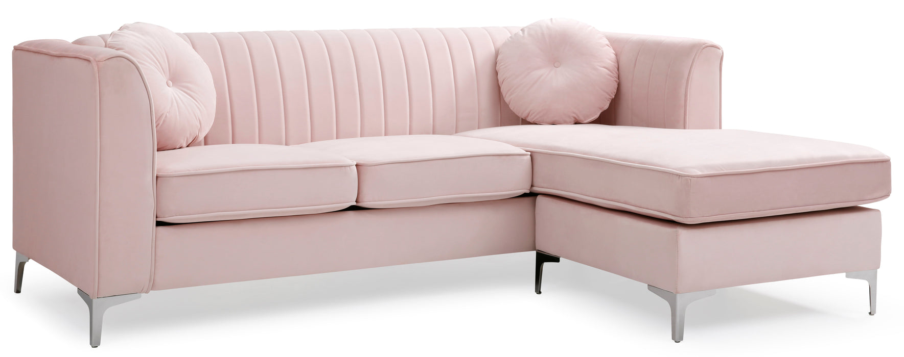 Glory Furniture Delray Sofa Chaise (3 Boxes), Pink