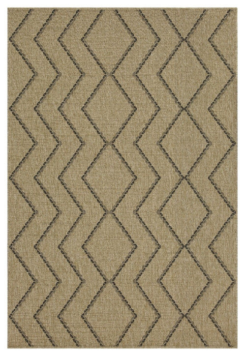 Earth - 2'7" X 7'3" Indoor / Outdoor Polypropylene Area Rug - Jute / Black