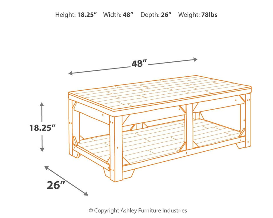 Fregine - Whitewash - Mesa de cóctel con tapa elevable