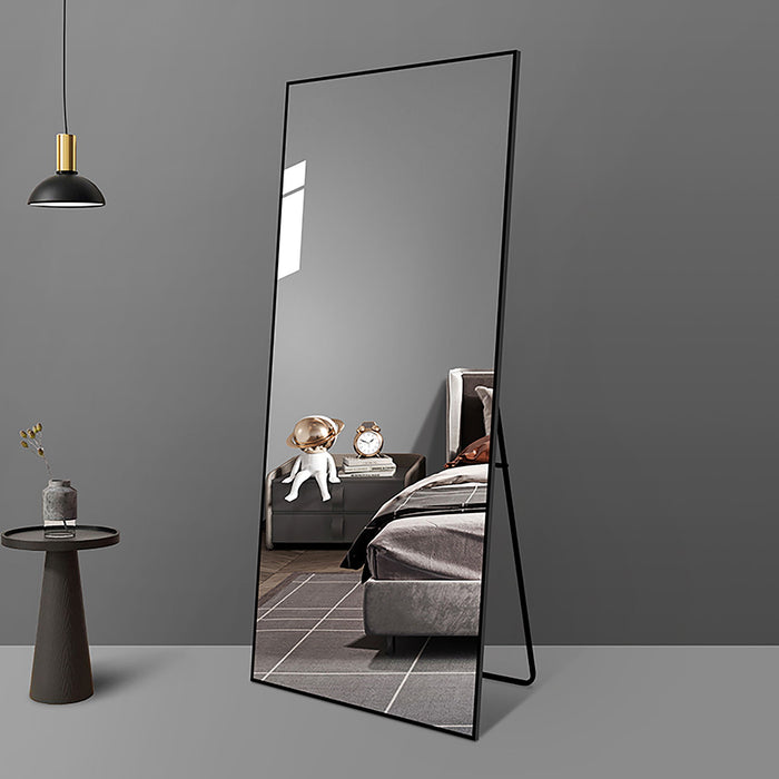 Floor Mirror Full Length Mirror Ultra Thin Aluminum Alloy Frame Modern Style Standing / Hanging Mirror Wall Mounted Mirror - Black