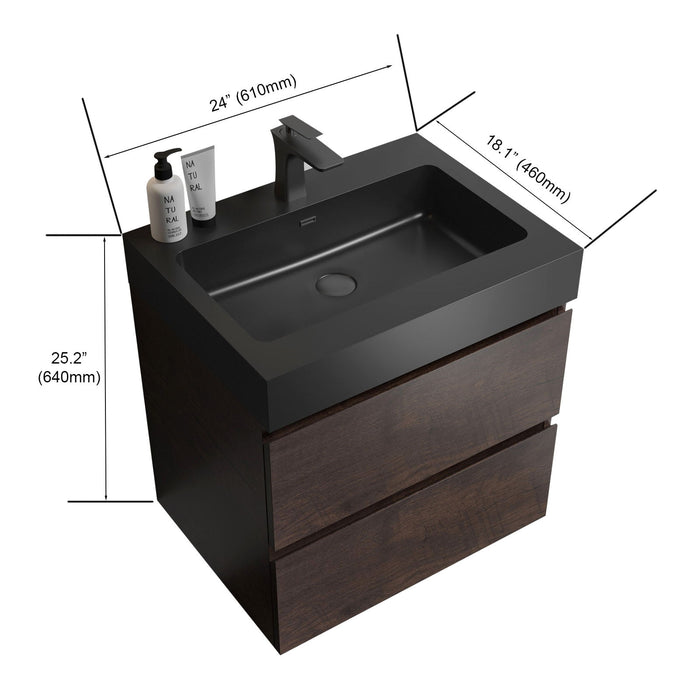 Alice - Bathroom Vanity Wall Mounted With Sink, Large Storage Floating Bathroom Vanity For Modern Bathroom, One-Piece Sink Basin Without Drain And Faucet