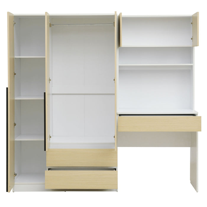 3 Door Storage Desk Wardrobe For Bedroom With Shelves And 3 Drawers
