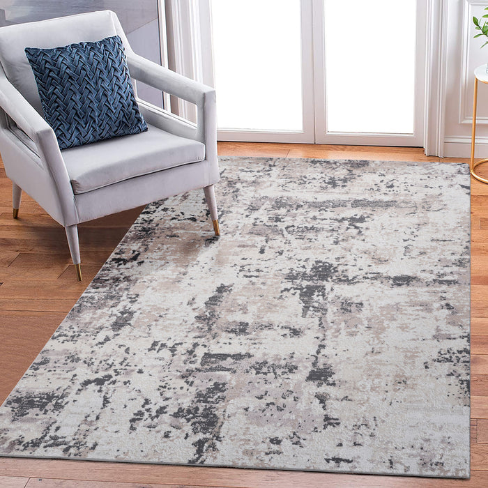 8' x 10' Abstract Non-Shedding Living Room Bedroom Dining Home Office Stylish And Stain Resistant Area Rug - Cream / Brown