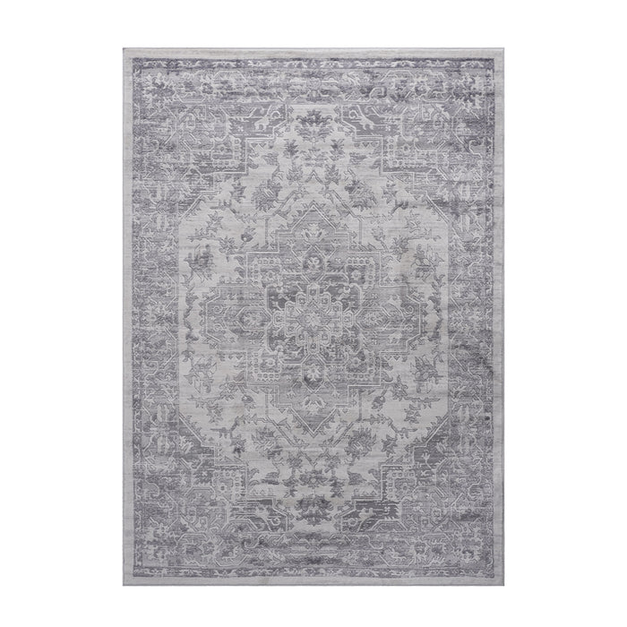 8' x 10' Oriental Non-Shedding Living Room Bedroom Dining Home Office Stylish And Stain Resistant Area Rug - Silver