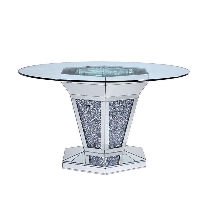 Noralie - Dining Table - Mirrored, Faux Diamonds & Clear Glass