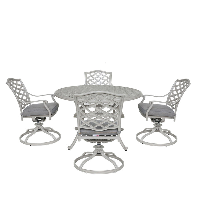 Stylish Outdoor Aluminum 5 Piece Round Dining Set, Basalt