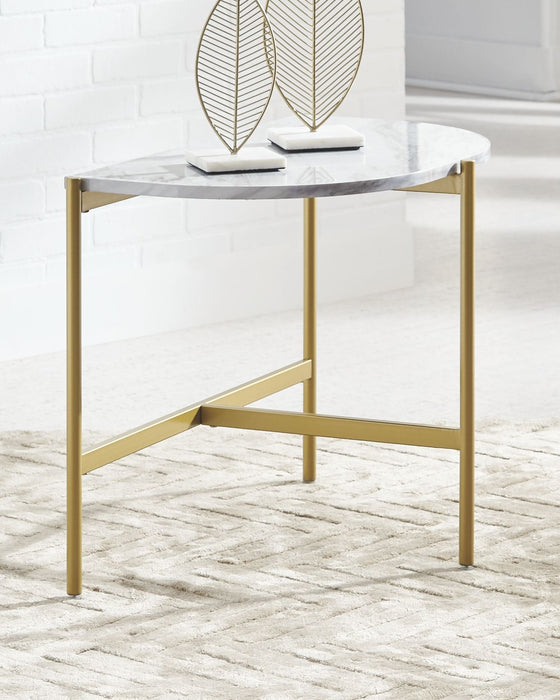 Wynora - Branco / Dourado - Mesa final lateral para cadeira