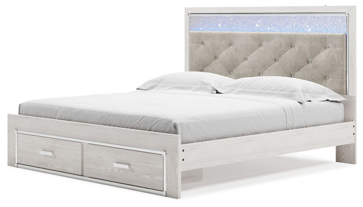 Altyra - Branco - Cama King Estofada com Armazenamento