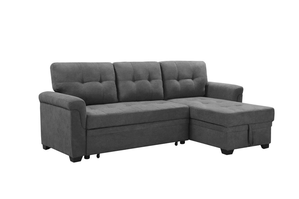 Lucca - Fabric Reversible Sectional Sleeper Sofa Chaise With Storage - Gray