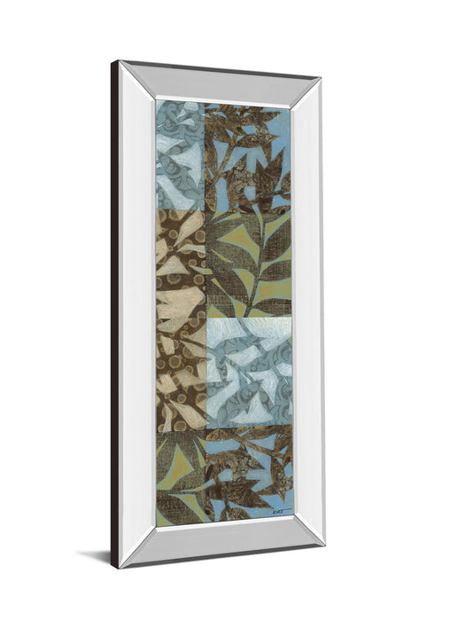 Leaves I - Mirror Framed Print Wall Art - Blue