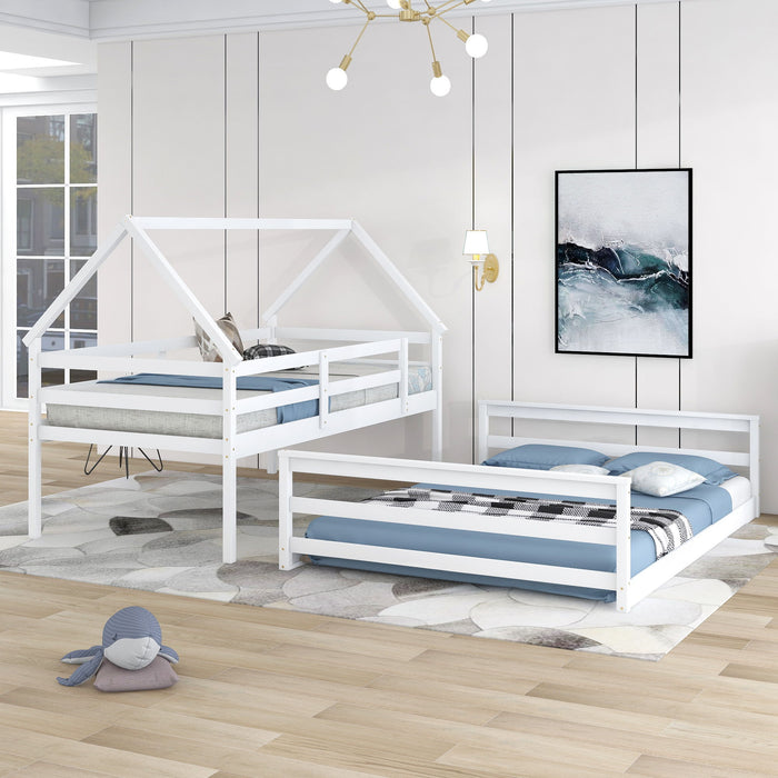 Kids Furniture - House Bunk Bed With Built In Ladder