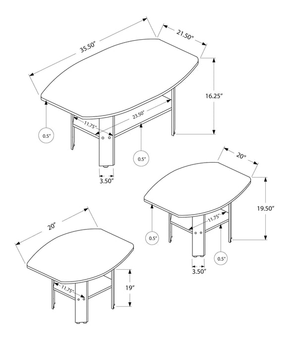 Table Set, Coffee, End, Side, Accent For Living Room (Set of 3) - Gray