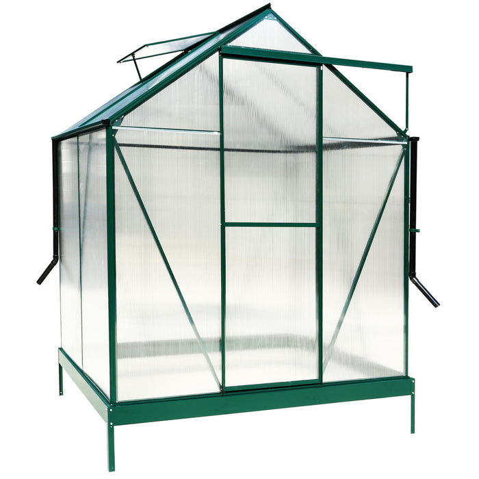 Polycarbonate Greenhouse, Heavy Duty Outdoor Aluminum Walk-In Green House Kit With Rain Gutter, Vent And Door For Backyard Garden