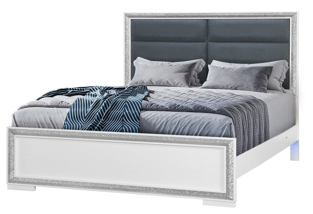 Andros - King Bed With LED - Silver