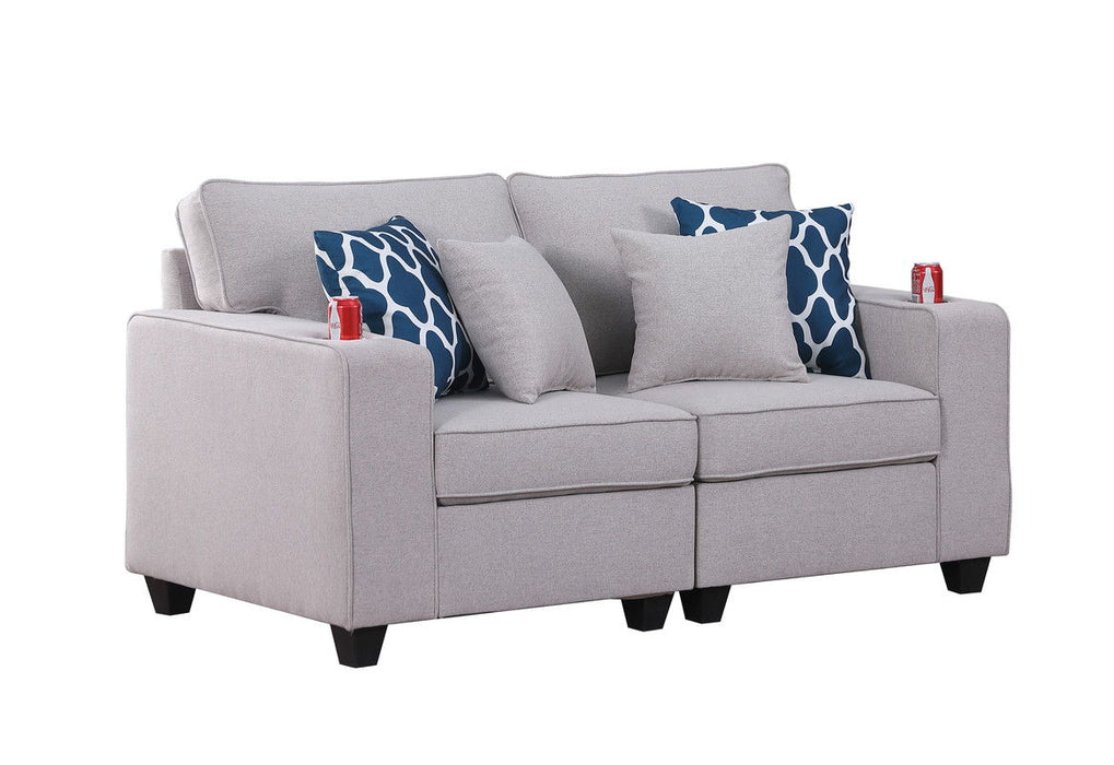 Cooper - Linen Loveseat With Cupholder