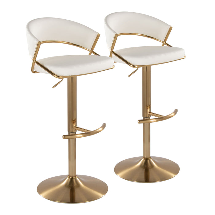 Jie - Contemporary Adjustable Barstool With Swivel With Rounded T Footrest (Set of 2)