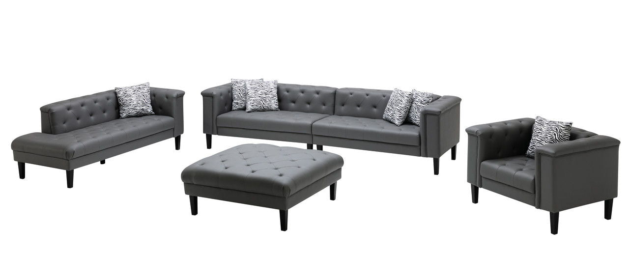 Sarah - Vegan Leather Tufted Sofa Set