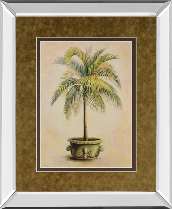 Potted Palm Il - Mirror Framed Print Wall Art - Green