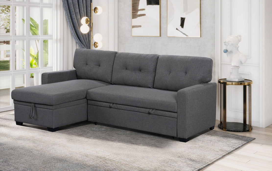 Miller - Linen Reversible Sleeper Sectional Sofa With Storage Chaise