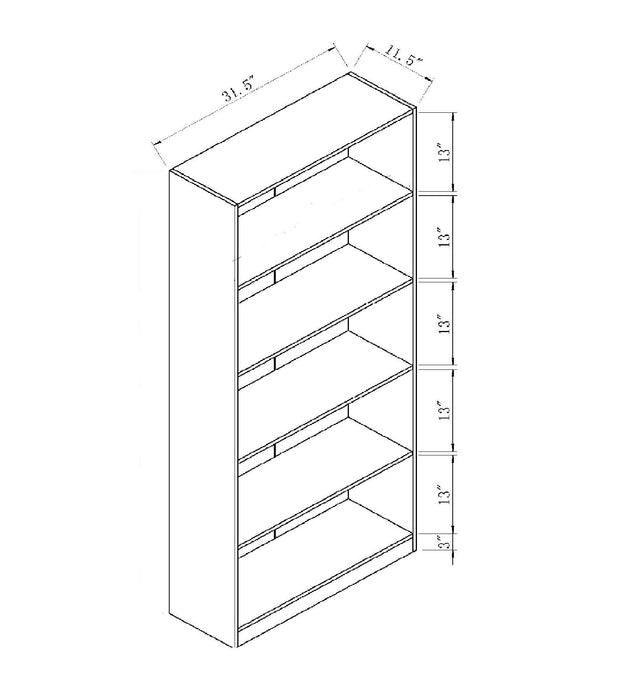 Modern Neutral Display Stand, Bookcase With Five Open Shelves - White Oak