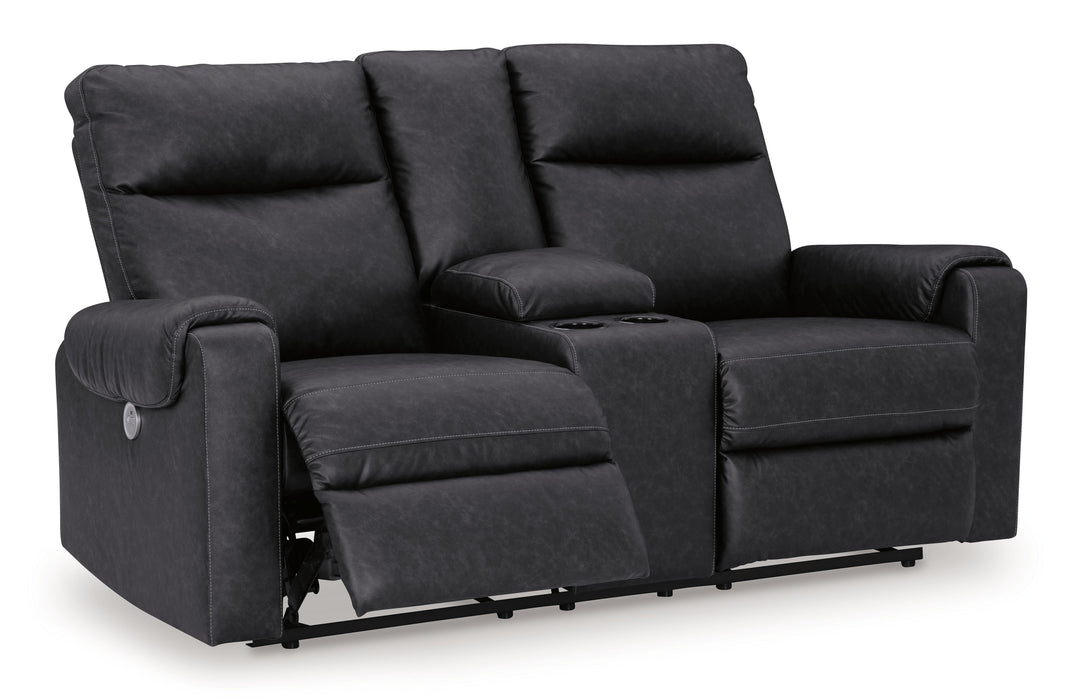 Axtellton - Carbono - Loveseat reclinável Dbl Power com console