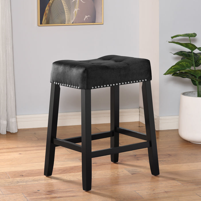 Lennon - Taburete de bar tipo silla de montar de 24" de alto (juego de 2) - Negro