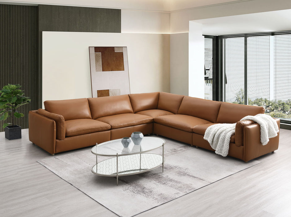 Brighton - Top Grain Leather Modular Sectional - Brown