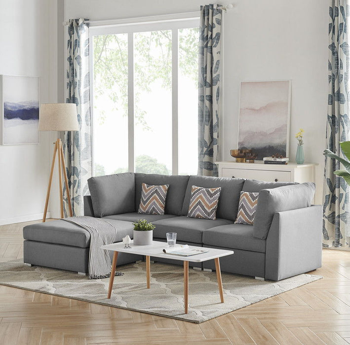 Amira - Fabric Sofa With Ottoman And Pillows