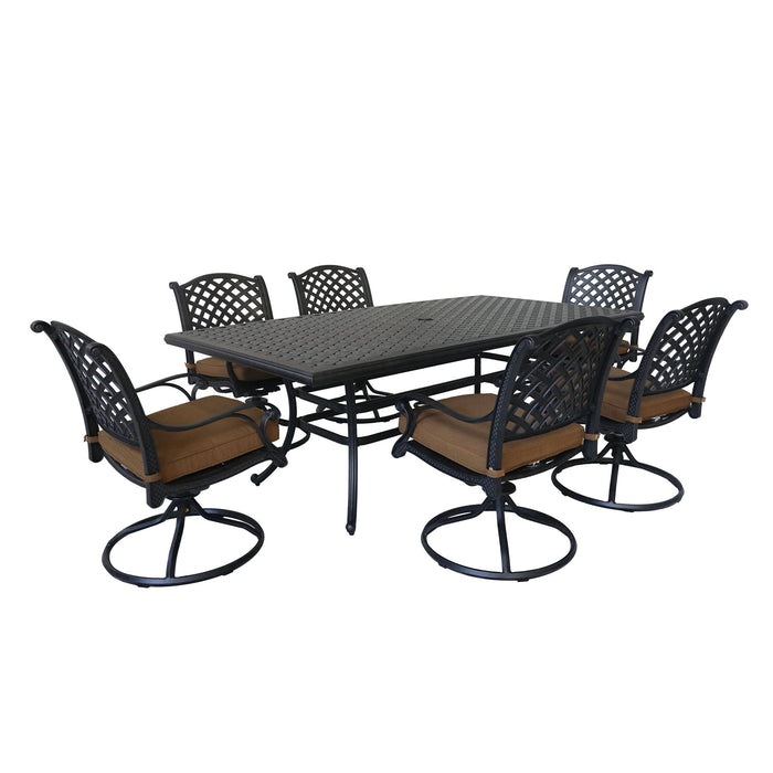 Rectangular 6 Person 85.83" Long Dining Set With Cushions