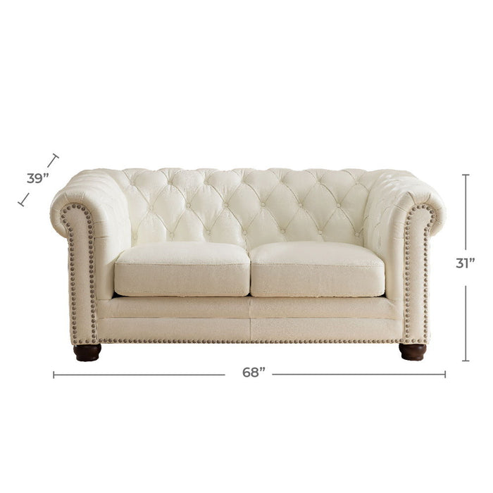 Aliso - Leather Loveseat - Creamy White