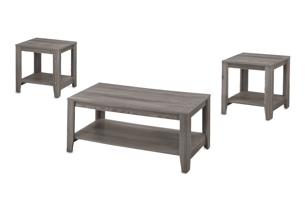 Transitional Table Set, Coffee, End, Side, Accent For Living Room (Set of 3) - Gray