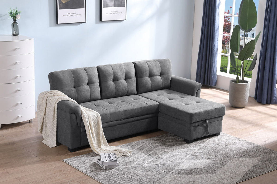 Connor - Fabric Reversible Sectional Sleeper Sofa Chaise With Storage - Gray