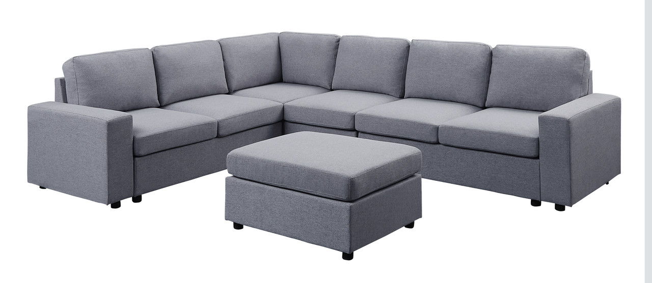 Casey - Linen 7 Seat Reversible Modular Sectional Sofa