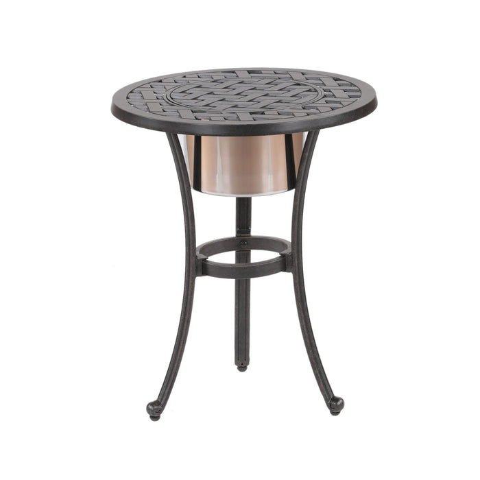 21" Cast Aluminum Round Table With Ice Bucket