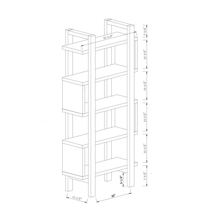 Abstract Bookcase, Home Display Cabinet With Five Shelves - Walnut Oak