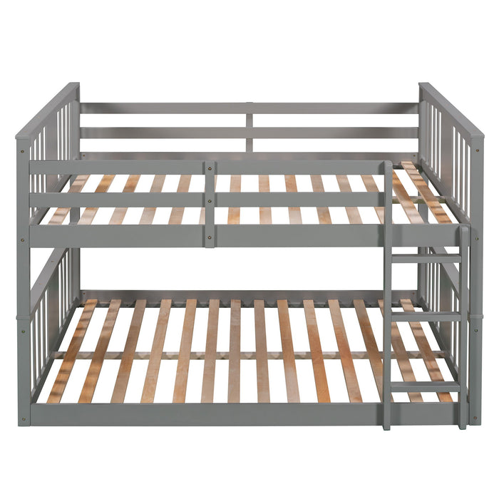 Full Over Full Bunk Bed With Ladder - Gray