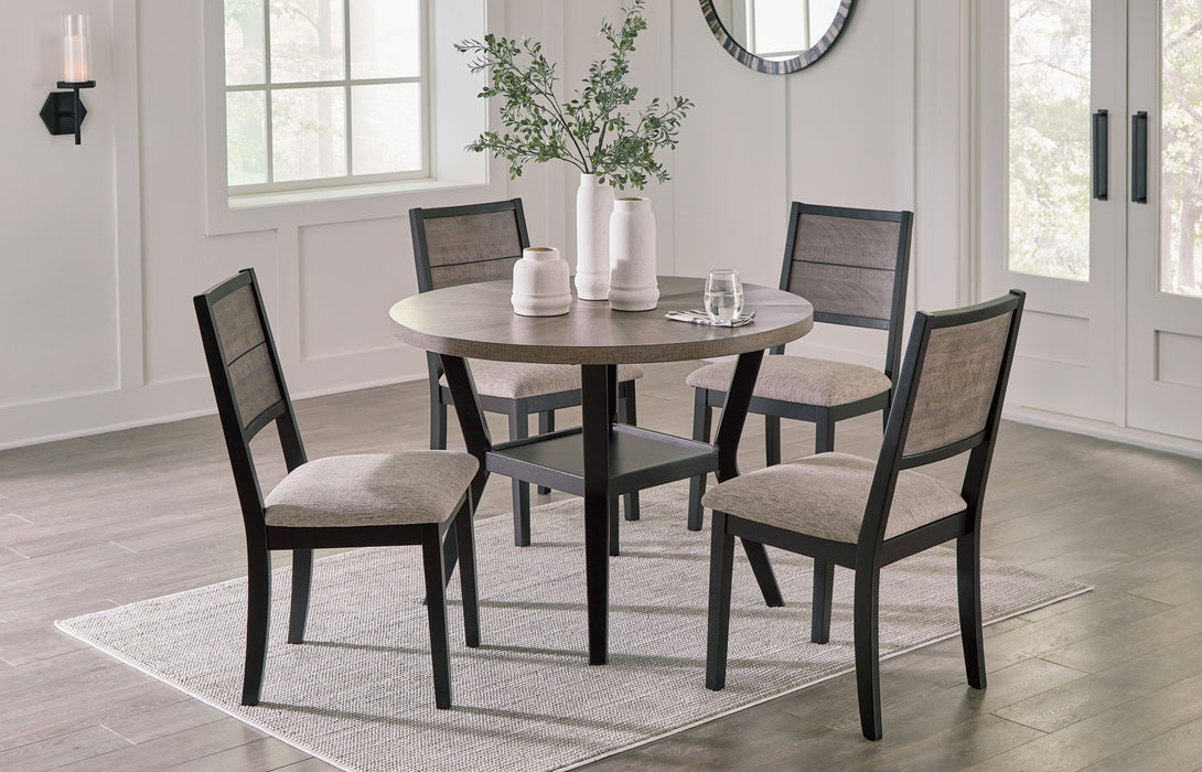 Corloda - Black / Gray - Round Drm Table Set (Set of 5)