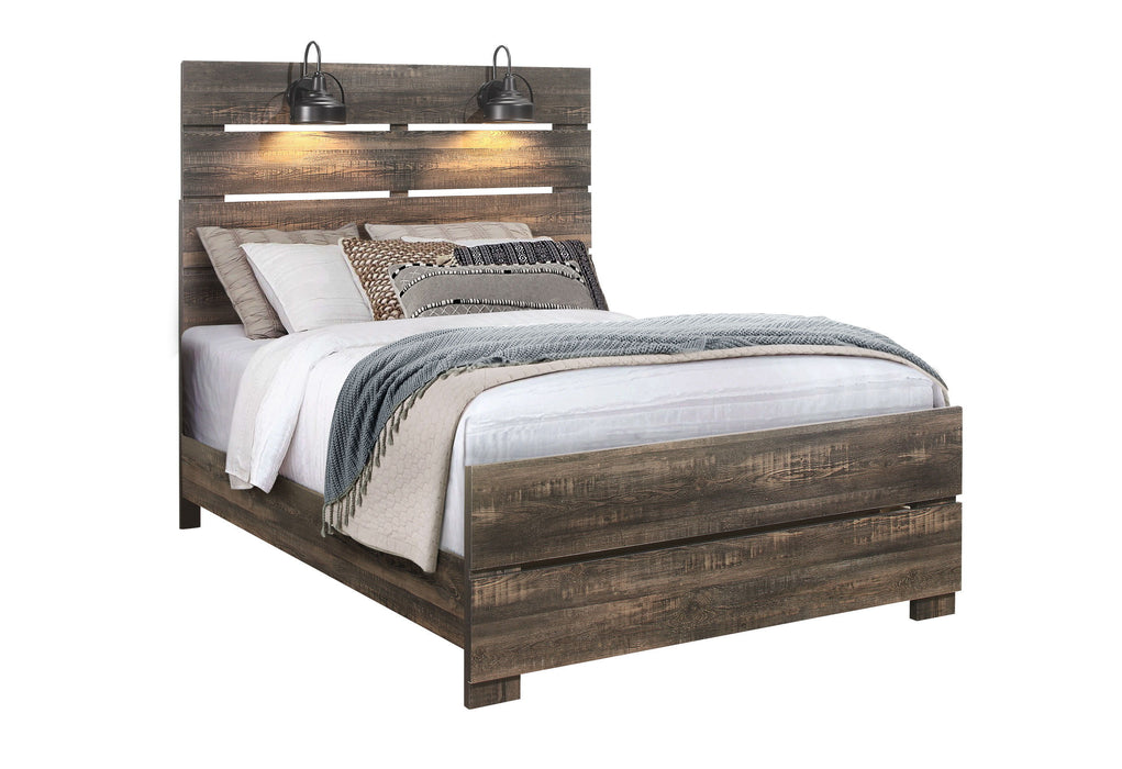 Linwood - Full Bed With Lamps - Dark Oak