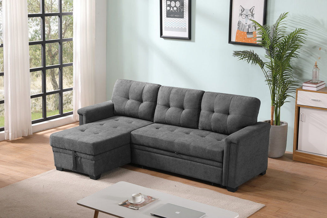 Ashlyn - Woven Fabric Sleeper Sectional Sofa Chaise With USB Charger And Tablet Pocket