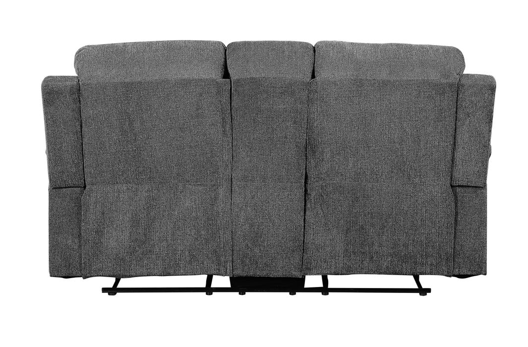 Kalen - Chenille Loveseat With Console - Gray