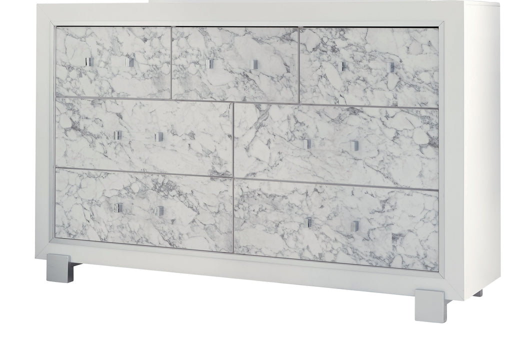 Skye - Marble Dresser - White