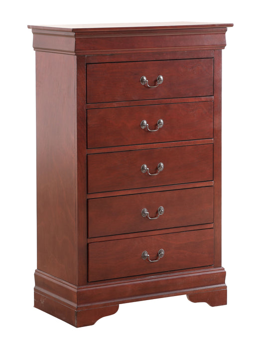 Glory Furniture - Glory Furniture Louisphillipe Chest, Cherry - Particle Board