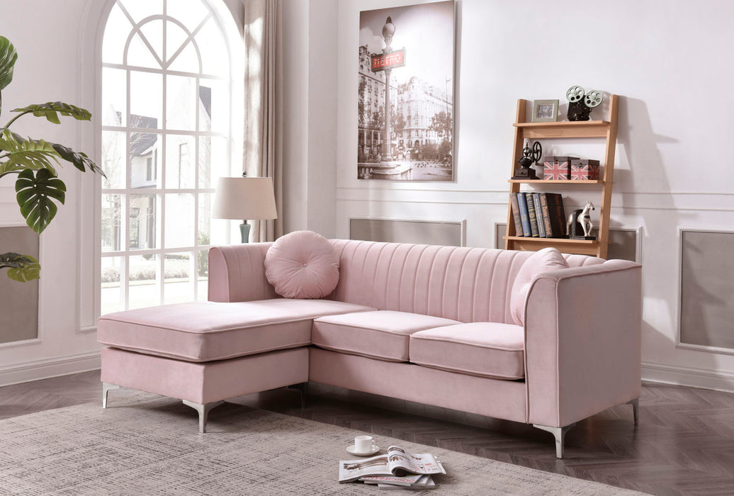 Glory Furniture Delray Sofa Chaise (3 Boxes), Pink