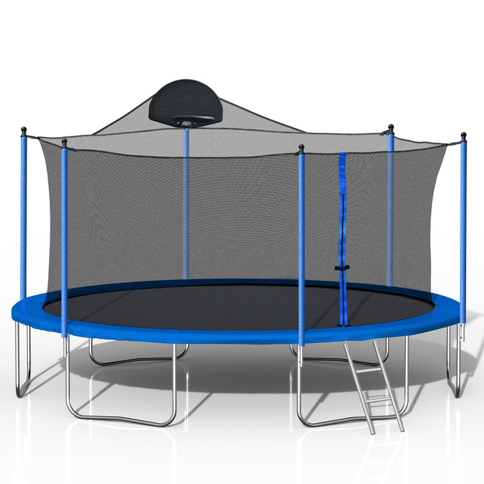 14 Foot Trampoline With Board - Blue