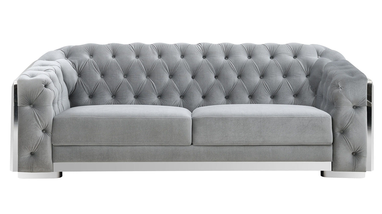 U341 - Velvet Sofa - Silver