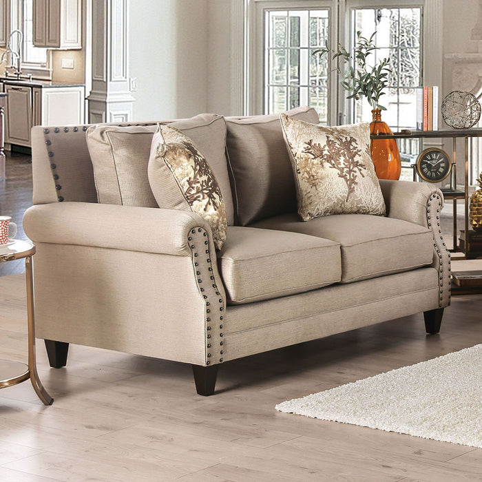 Briana - Loveseat - Beige / Gold