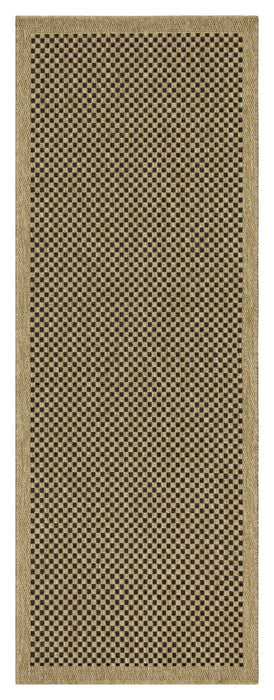 Earth - 2'7" X 7'3" Indoor / Outdoor Area Rug Polypropylene - Jute / Black