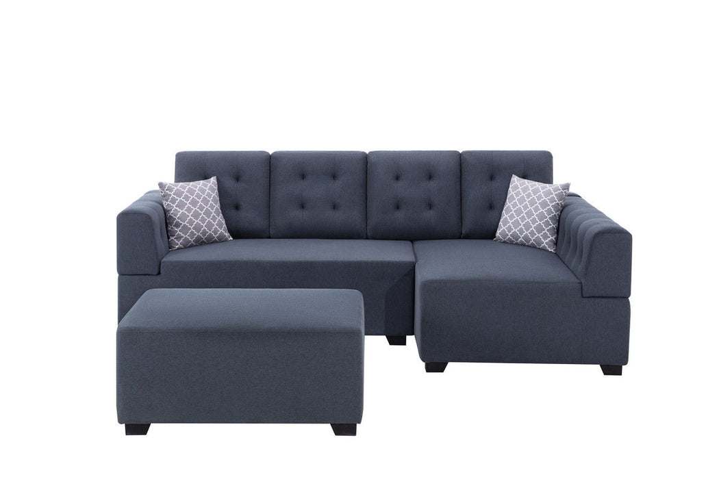 Ordell - Linen Fabric Sectional Sofa With Chaise Ottoman And Pillows