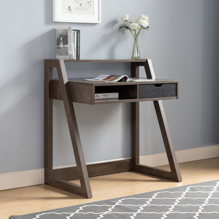 Home Office Desk With Drawer And Power Outlet/USB - Walnut Oak & Black